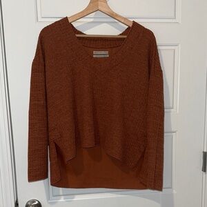 UO rust oversized long sleeve ribbed top
